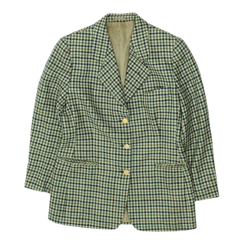 Casual Fit Burberrys Womens Blazer Jacket | Vintage Green Check Suit Formal Luxury Designer