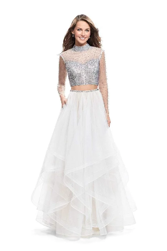 Soft Looks La Femme - 25555 Two Piece Bedazzled Ruffled Tulle Dress