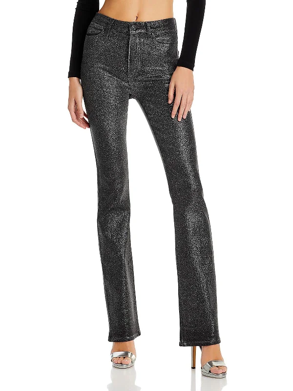 Soft Comfort Wear Mahattan Womens Glitter High Rise Bootcut Jeans