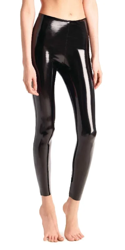 Stylish Fit Faux Patent Leather Legging In Black