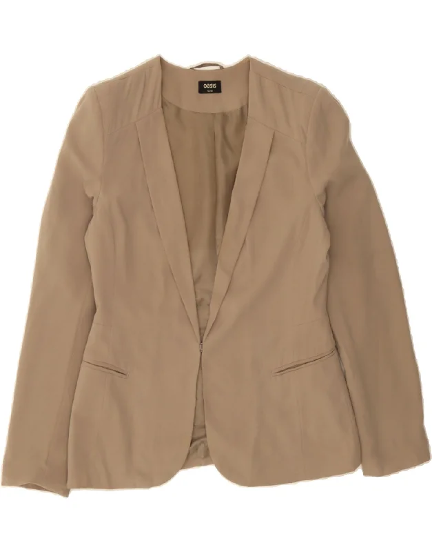 Modern Chic OASIS Womens Blazer Jacket UK 12 Medium Beige Polyester