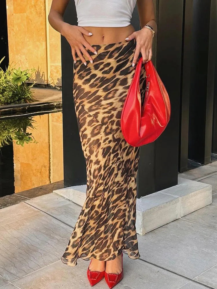 Relaxed Fits A&A Leopard Sheer Maxi Skirt