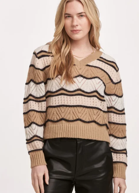 Casual Comfort Wear Judy Striped V Neck Sweater