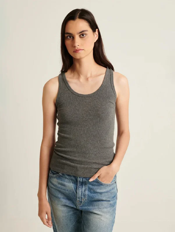 Relaxed Fashion Rib Scoop Tank Top - Anthracite