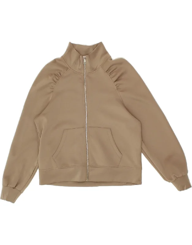 Weekend Comfort DKNY Womens Tracksuit Top Jacket UK 14 Medium Brown Polyester