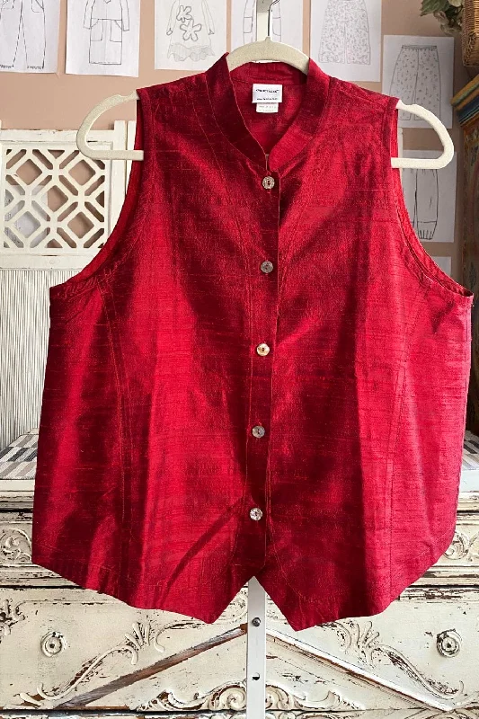Trendy Looks Deep Red Silk Vest