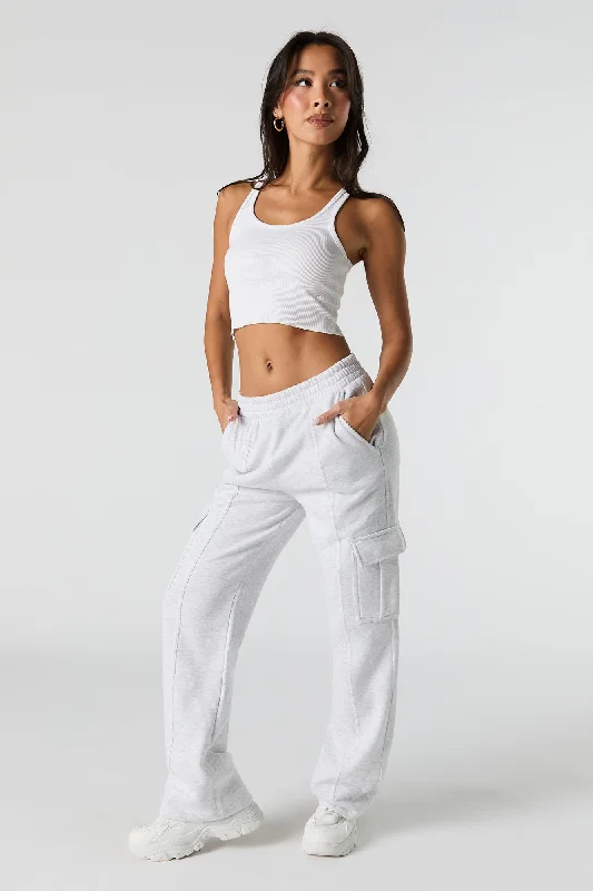 Casual Fit Fleece Wide Leg Cargo Sweatpant