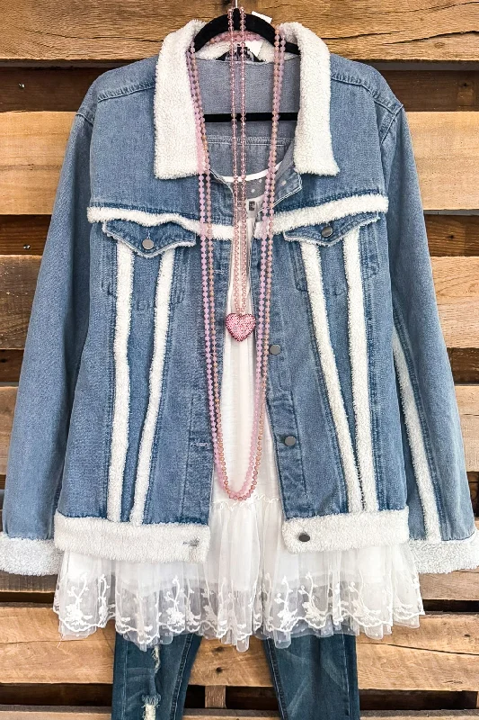 Light Dressing Anytime Now Faux Fur Denim Jacket