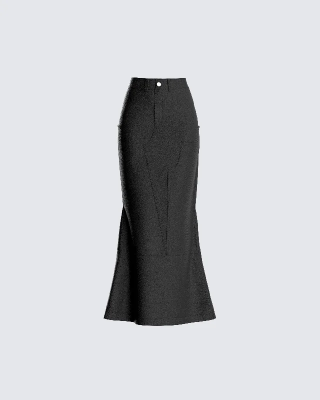 Simple Chic Martha Black Twill Maxi Skirt