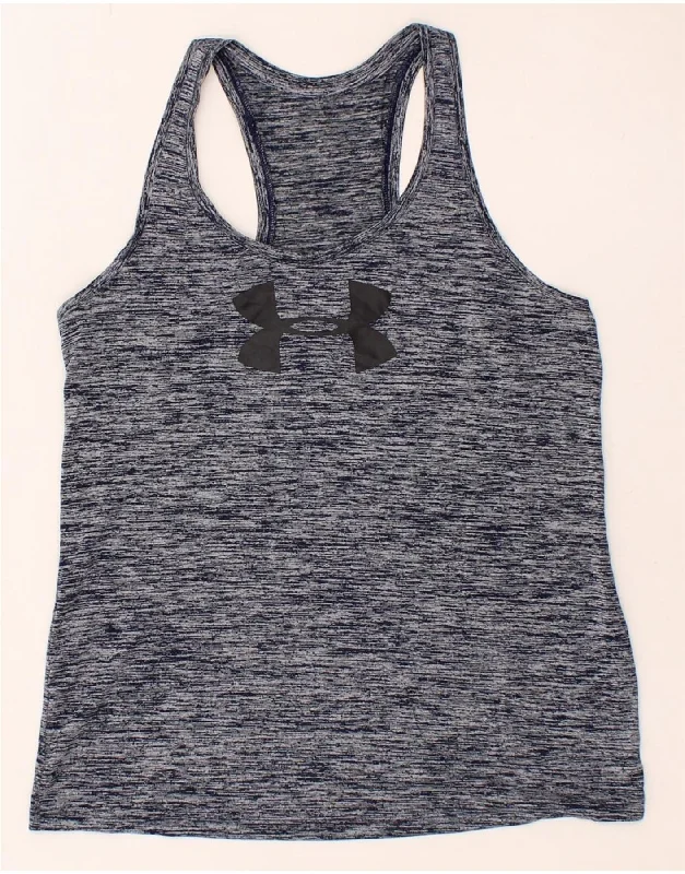 Relaxed Jackets UNDER ARMOUR Womens Graphic Vest Top UK 12 Medium Navy Blue Flecked