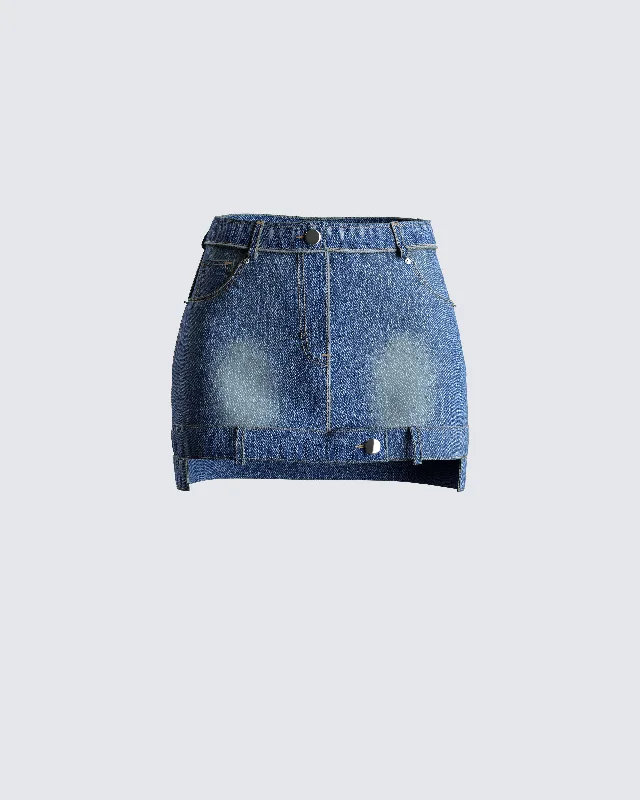 Comfortable Sweaters Georgina Blue Denim Mini Skirt