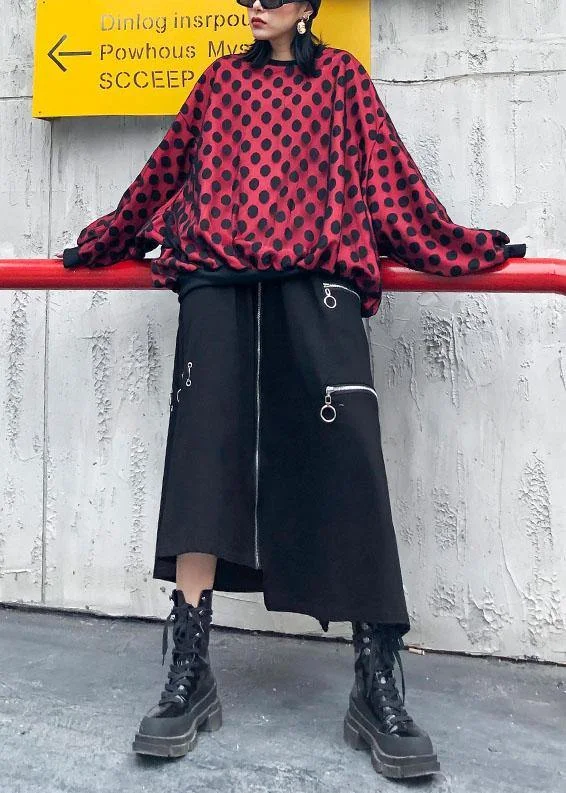 Cozy Footwear Beautiful o neck Batwing Sleeve cotton shirts Outfits red dotted shirt Cozy Footwear Beautiful o neck Batwing Sleeve cotton shirts Outfits red dotted shirt