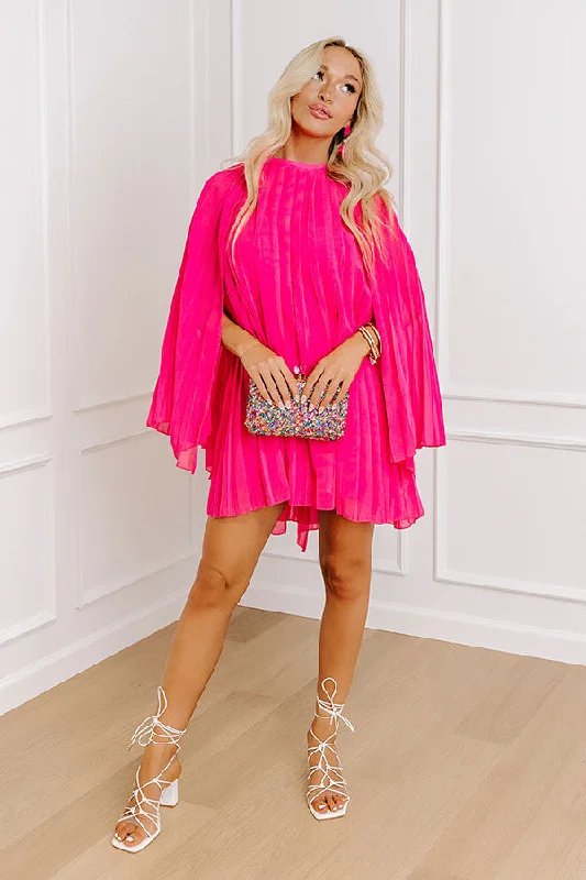 Cozy Fashions Runway Revelry Shift Dress In Hot Pink