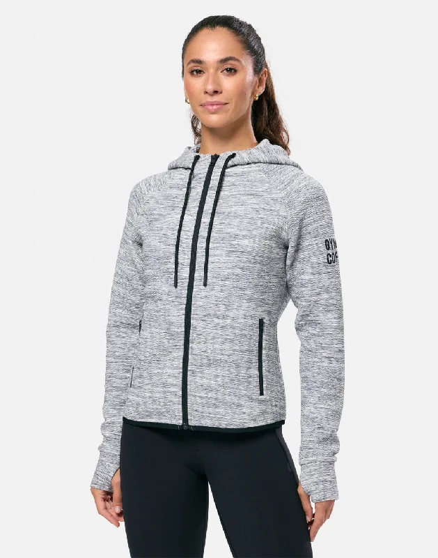 Soft Knitwear Grey Fleck Zip Hoodie