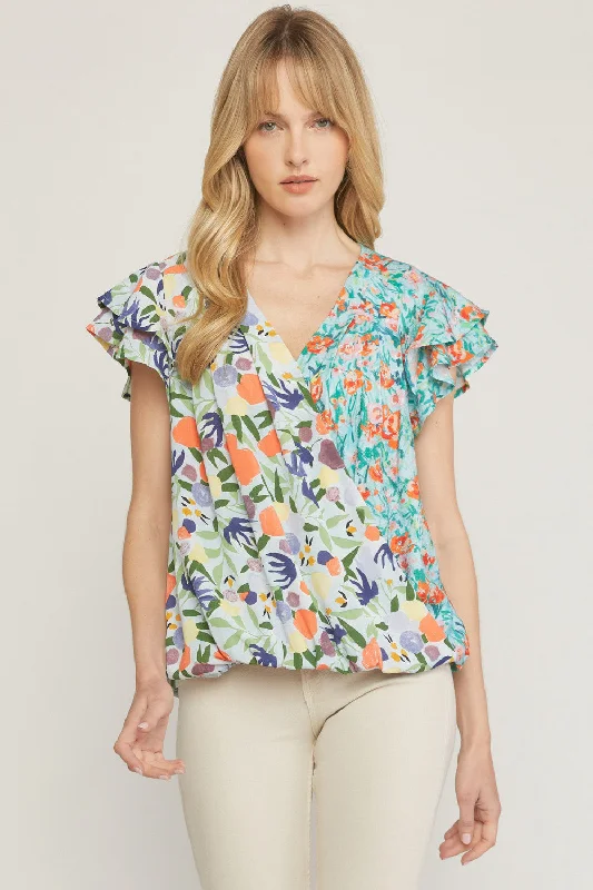 Soft Layers Multi-Print Surplice Top
