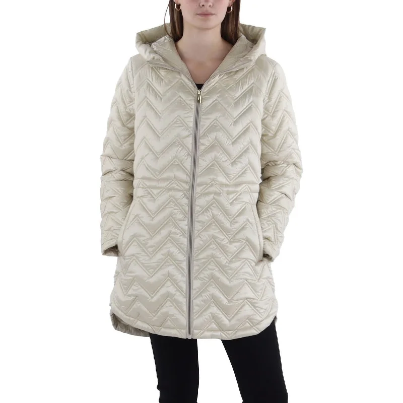 Comfortable Fitwear Via Spiga Womens Hooded Cold Weather Quilted Coat