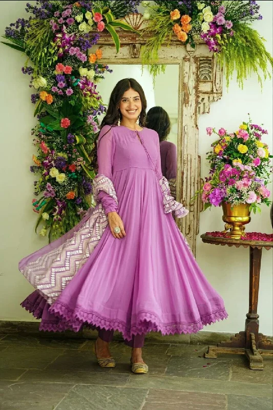 Stylish Fit New Party Wear Faux Georgette Gown with Dupatta and Bottom