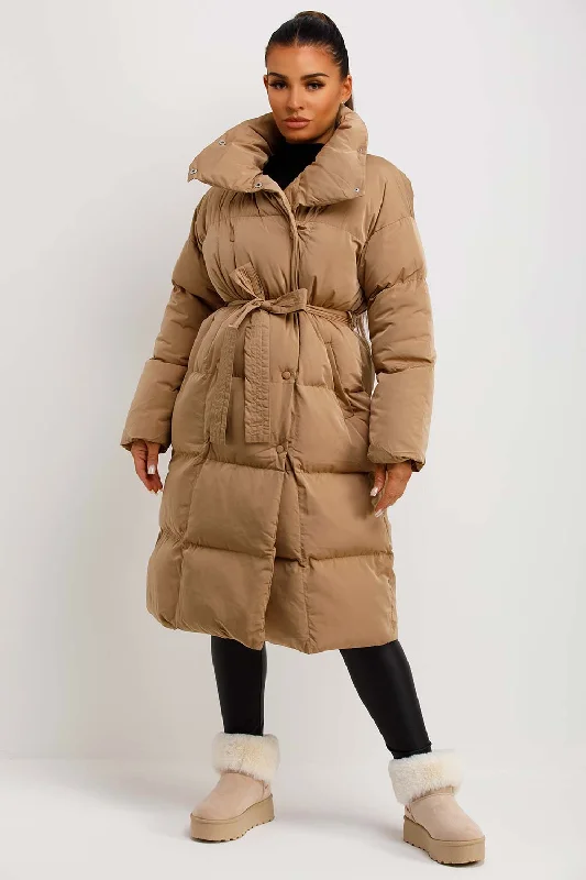 Comfortable Fashion Looks Long Puffer Coat Duvet Style Beige