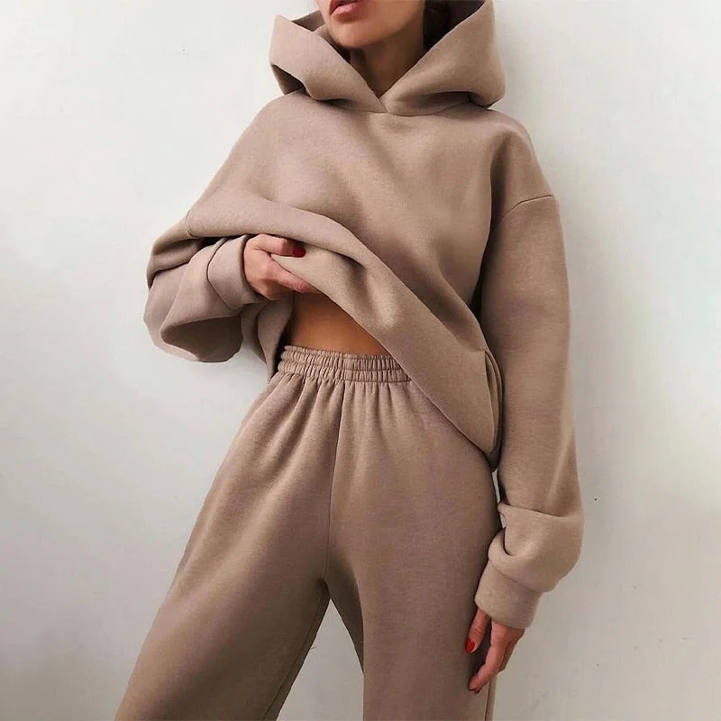 Sporty Comfort Womens casual fleece Hoodies with matching pants