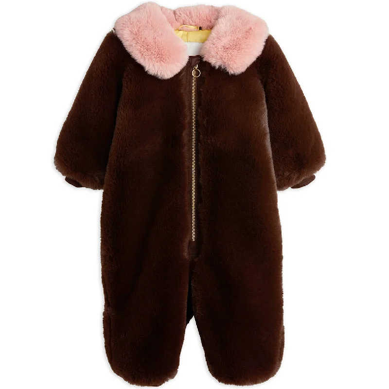 Soft Fabric Looks Fluffy Faux Fur Baby Overall by Mini Rodini