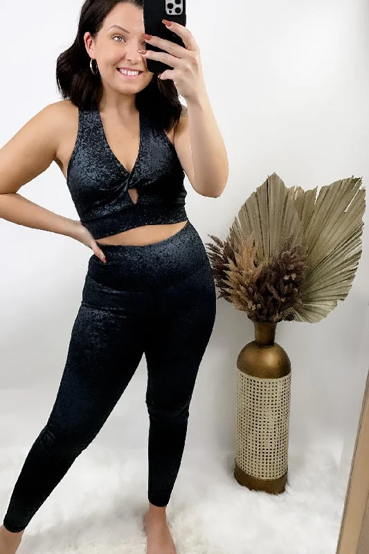 Elegant Wear My Time To Shine- {Sports Bra OR Leggings} Charcoal Shimmer Workout Set