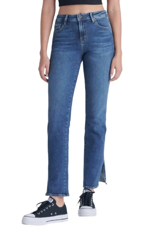 Versatile Style Ryan High Rise Bootcut With Side Slit In Dark Blue