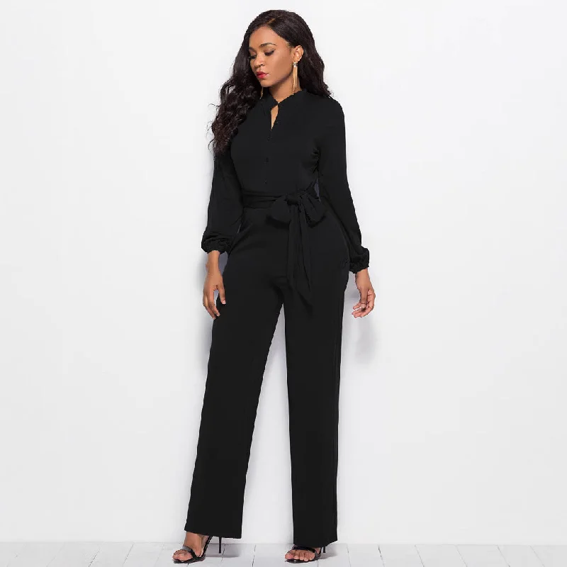 Light Comfort Fashion Long Sleeves Wide Legs Jumpsuits Romper for Women