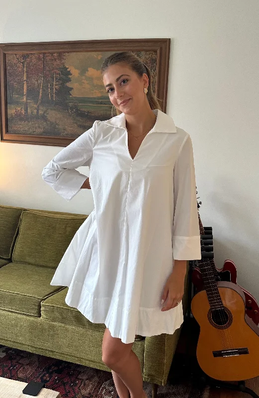 Comfy Pants English Factory Riley White Collared Shift Mini Dress