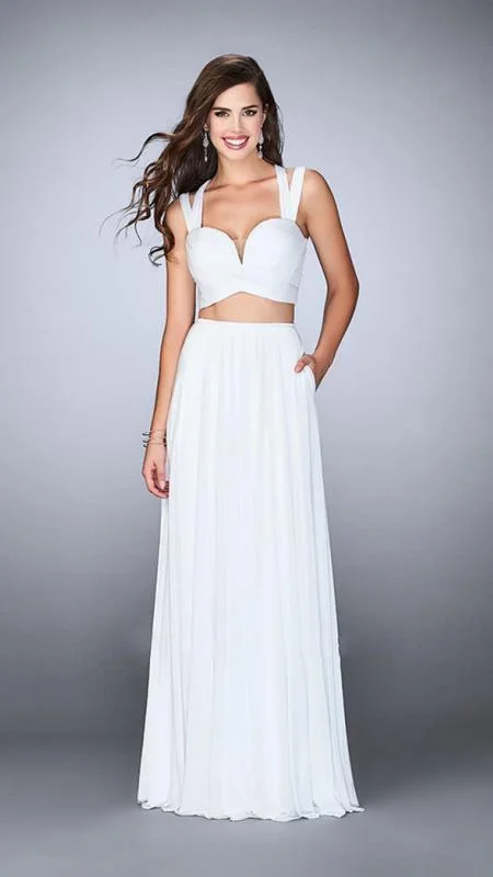 Comfortable Sweaters La Femme - 23940 Charming Sleeveless V-neck Two-piece Long Dress Comfortable Sweaters La Femme - 23940 Charming Sleeveless V-neck Two-piece Long Dress