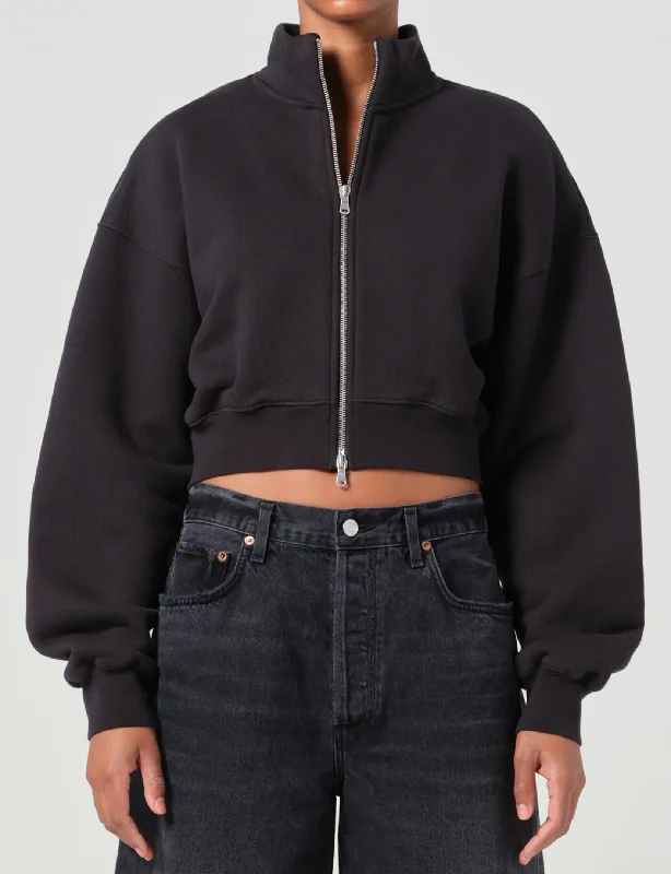 Soft Layers Asta Zip Sweatshirt, Washed Black