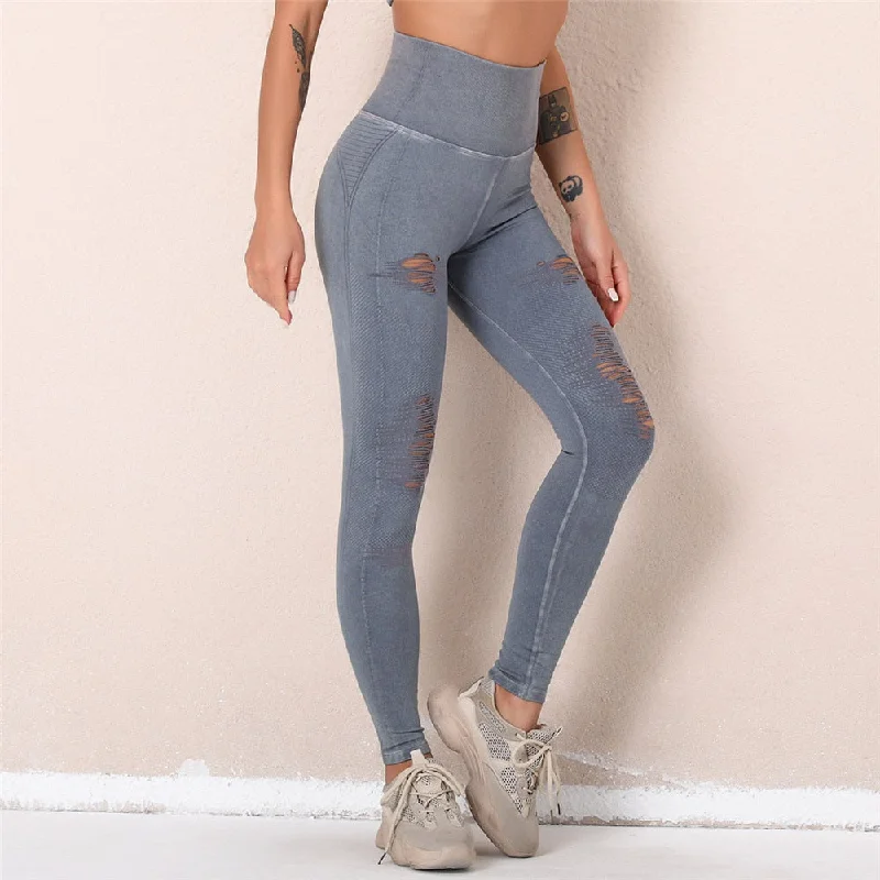Effortless Outfits Seamless Yoga Pants High Waist Hole Gym Leggings Sport Women Fitness Squat Proof Running Dry Fit Elastic Workout Tights
