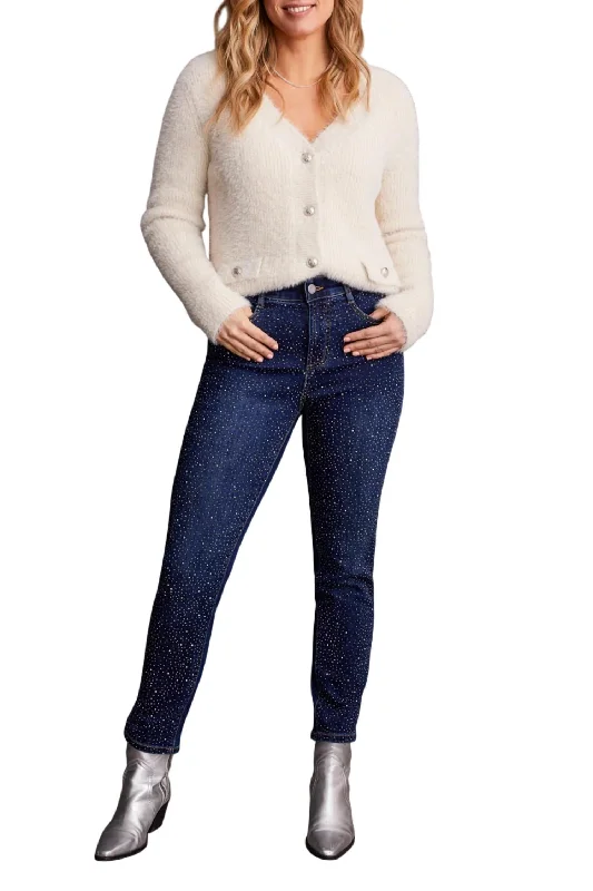 Fashion Comfort All Over Stones Jeans In Midnight