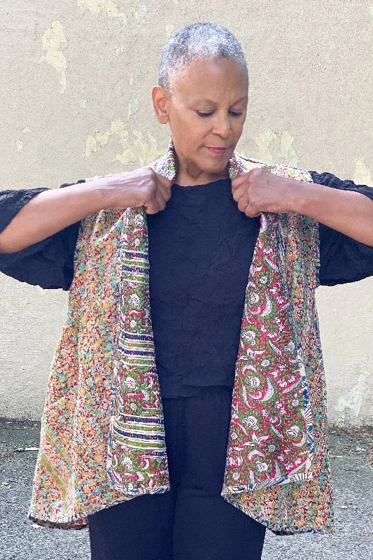 Comfortable Tops Pale Floral-Floral Stripes Vest