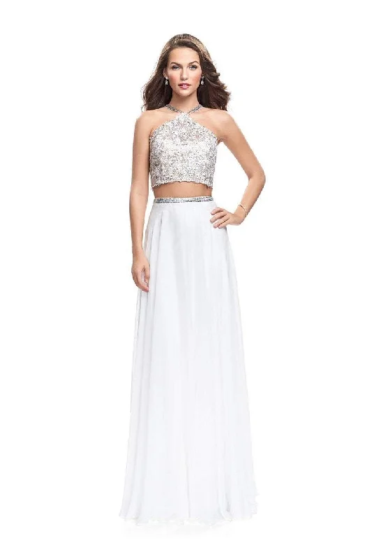 Chic Outfits La Femme Gigi - 26288 Embellished Halter Chiffon Two Piece Gown