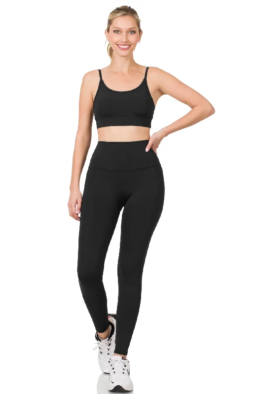 Comfortable Tops BLACK LEGGINGS SET