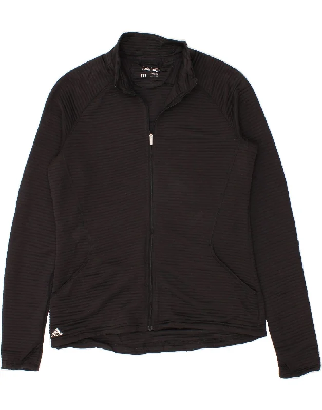Versatile Outfits ADIDAS Womens Tracksuit Top Jacket UK 12 Medium Black Striped Polyester