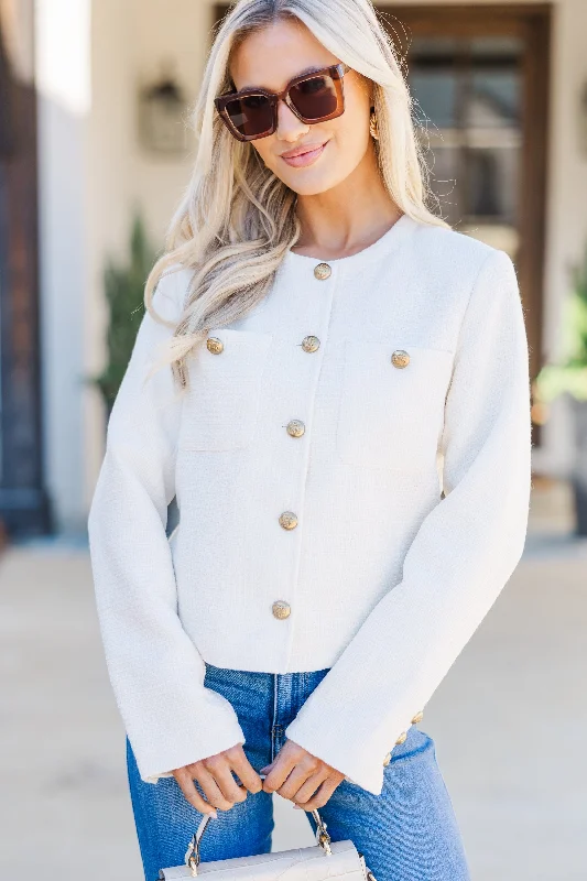 Timeless Style On The Edge Cream Tweed Jacket