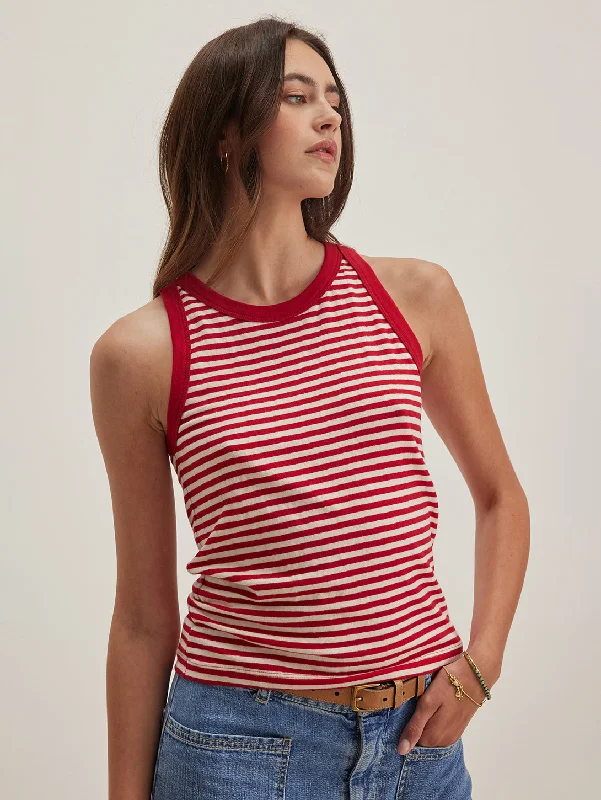 Versatile Comfort Wear Lua Stripe Tank Top - Red