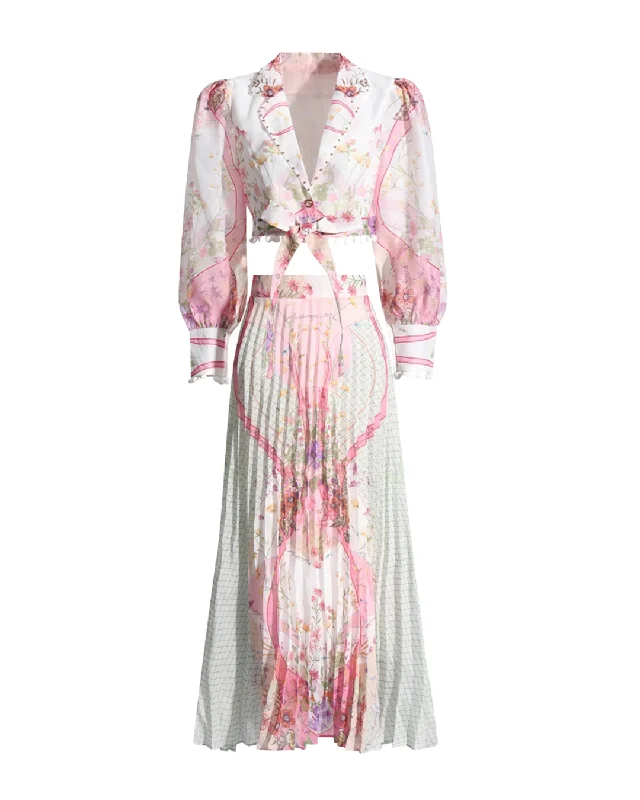 Soft Fabric Looks A&A Amar Printed Shirt & Skirt Two Piece Set