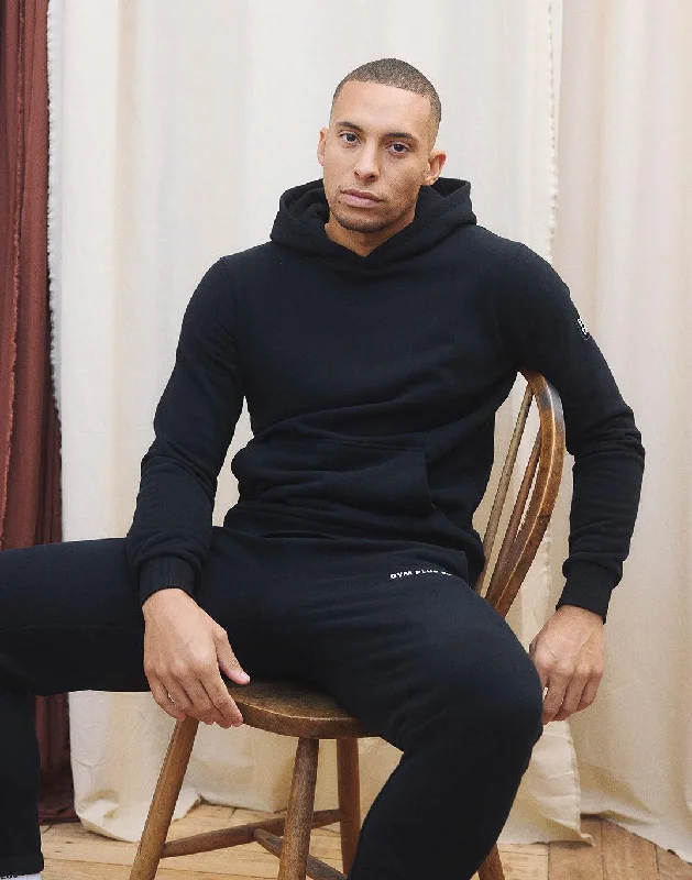 Cozy Essentials Patch Hoodie in Black