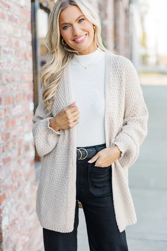 Easy Comfort Style Face The Day Taupe Brown Cardigan
