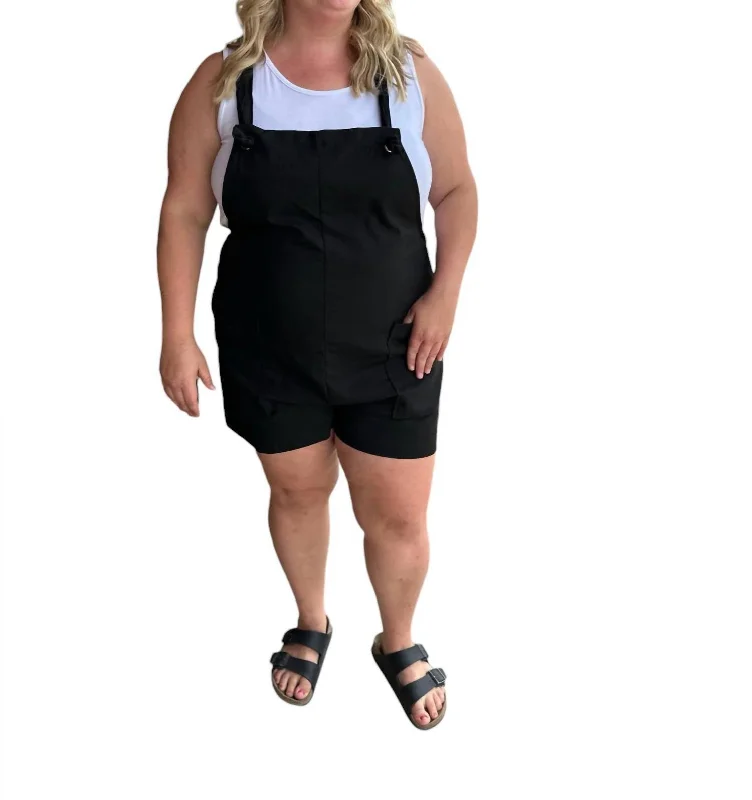 Easy-to-Wear Tie-Knot Strap Pocket Overalls In Black