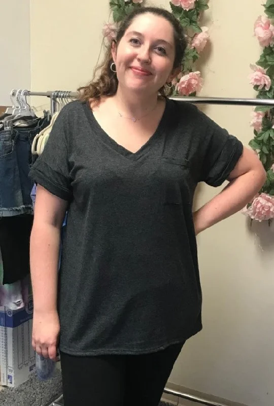 Casual Comfort Wear Boyfriend Pocket Top, Black