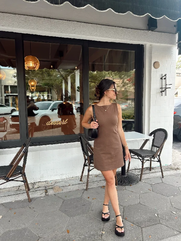 Casual Fit Wear Cameron Soft Knit Tank Fitted Mini Dress (Brown)