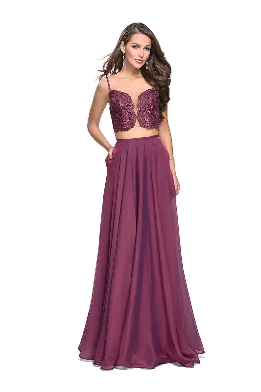 Easy Chic La Femme - 25830 Two Piece Beaded Lace Chiffon A-line Dress