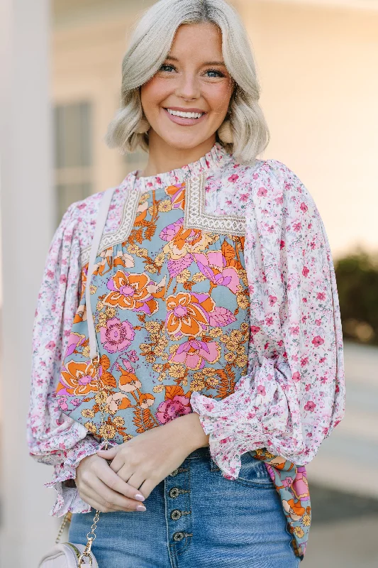 Simple Comfort Let's Be Clear Dusty Sage Floral Blouse