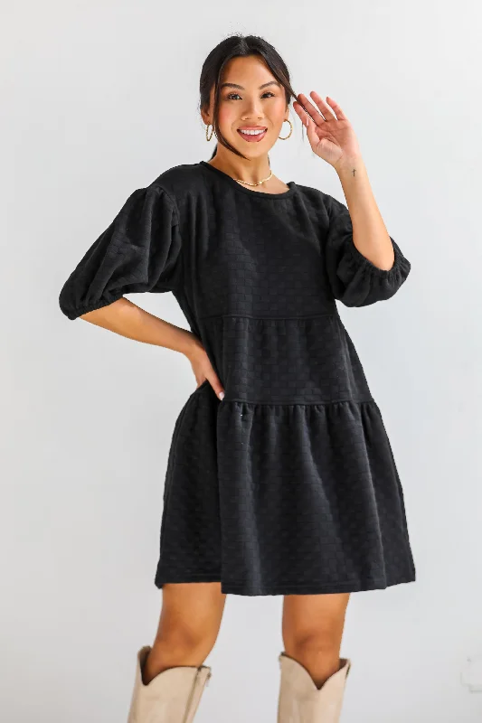 Comfy Layers Curated Crush Black Tiered Mini Dress