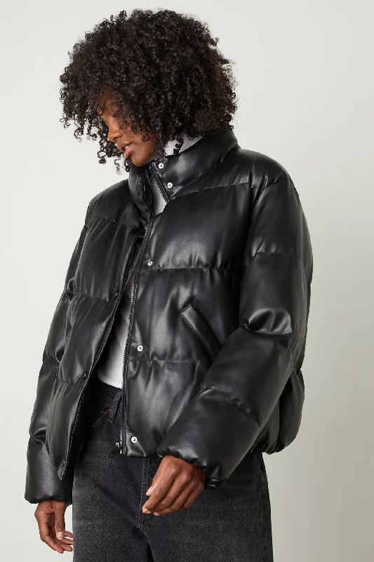 Comfy Chic Wear ALLY FAUX LEATHER PUFFER JACKET