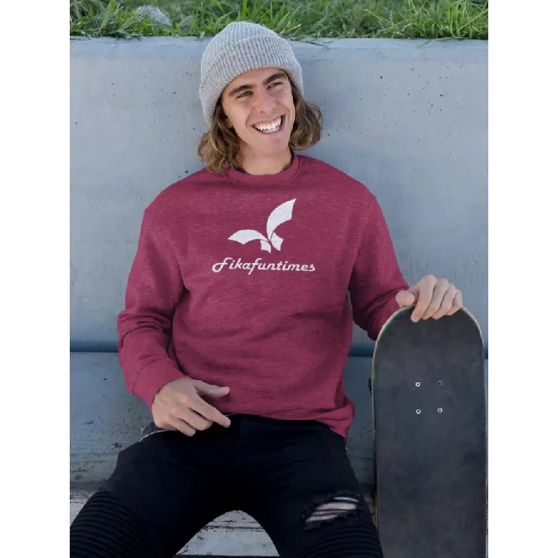 Relaxed Tops Unisex Ribbed Knit Collar Fikafuntimes Print Sweatshirt