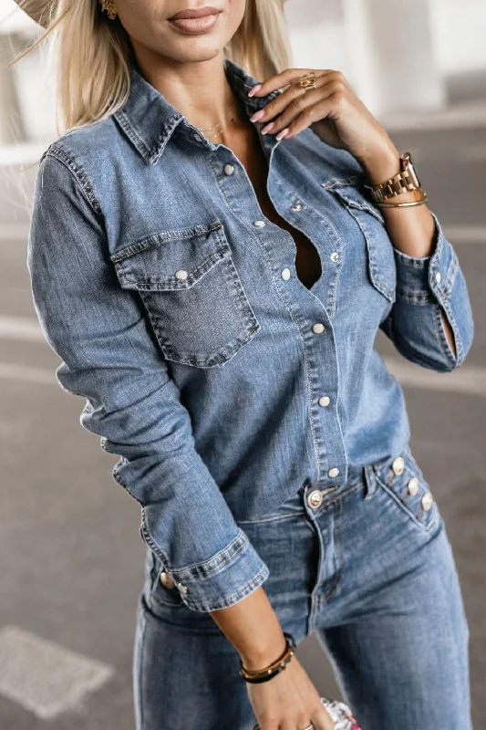 Soft Trends Eloise Blue Wash Denim Shirt